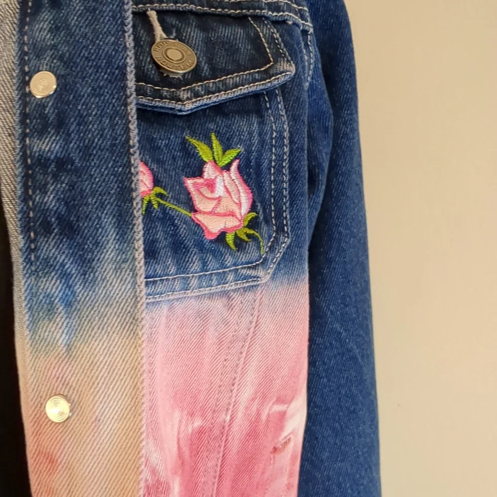 VINTAGE Route 66 Original Clothing Co. Girl's jean jacket with pink embr… - Picture 10 of 14